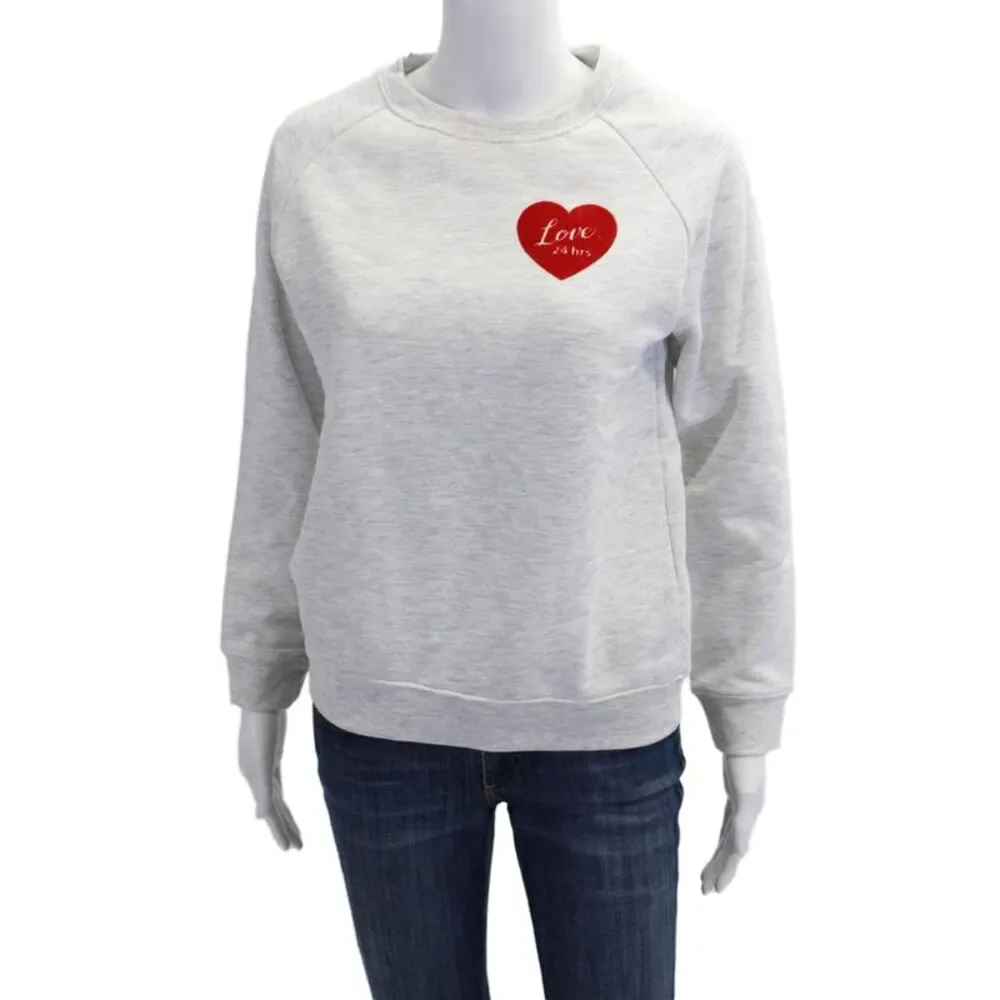 South Parade Womens Pullover Crew Neck Love 24 Hrs Sweatshirt Gray Size XS